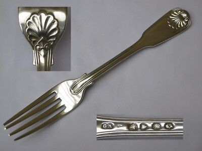 #ad Large amp; Heavy Sterling Silver Early Victorian Kings Pattern Table Fork George Ad GBP 99.00