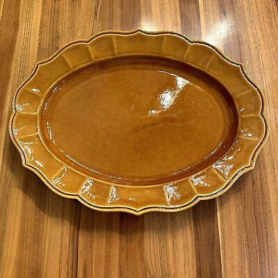 #ad Williams Sonoma Queen Anne Serving Platter in Caramel from Portugal Vintage 80#x27;s $35.00
