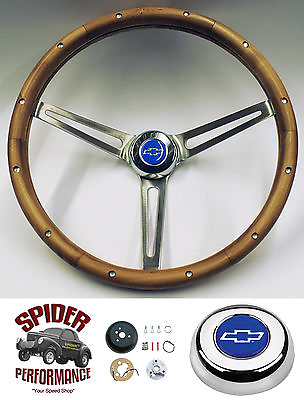 #ad 1969 1988 Chevrolet steering wheel BLUE BOWTIE 15quot; MUSCLE CAR WOOD $299.95