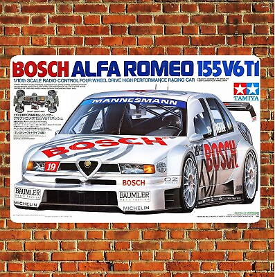 #ad Metal Poster Vintage Rc Car Tin Sign Plaque Tamiya Bosch Alfa Romeo 155 $14.90