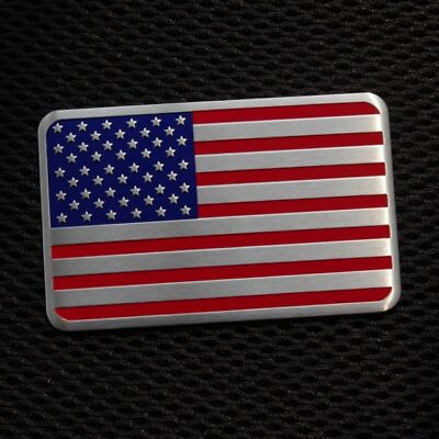 #ad 1pcs Aluminum Emblem Car Flat Sticker U.S Flag The Stars and Stripes $4.20