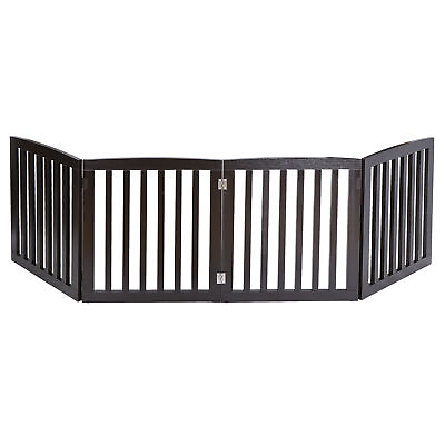 #ad Wooden Dog Gate Freestanding 4 Panel 24quot; Pet Gate Foldable Dog Fence for Stairs $46.58