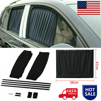 2x Car Sun Shade Side Window Curtain Foldable Auto UV Protection Accessories Set $13.99