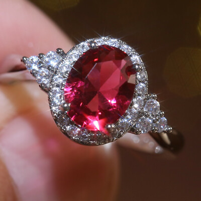 #ad Fashion Women 925 Silver Jewelry Wedding Ring Oval Cut CZ Ring Sz 6 10 $2.69