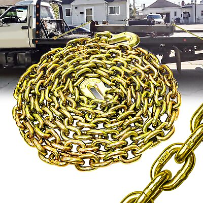 G80 Transport Binder Chain 1 2 Inch x 20 Foot Tow Chain with Clevis Grab Hooks $156.79