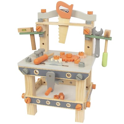 Wooden Tool Workbench for KidsPretend Play Tool Bench Workshop with Wrench ... $62.69