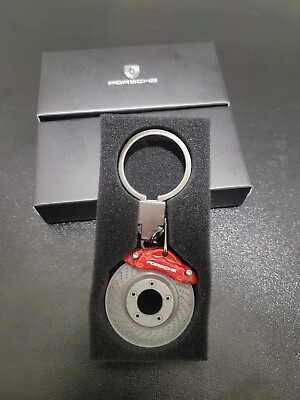 #ad PORSCHE Keychain Red Brake Caliper 911 Key Ring Fob With Free Sheild Keychain $34.99