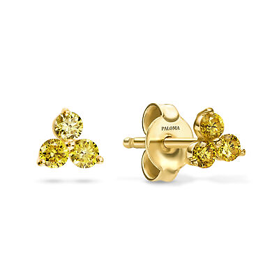 #ad #ad 14K Yellow Gold Stud Earrings Vivid Yellow Natural Diamonds 0.15 TCW Round VS $79.95
