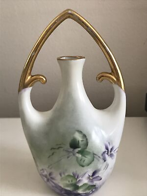 #ad #ad Bavaria Crescent Vase.Violets.6.5”H $25.00
