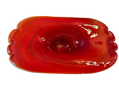 #ad MCM Fratelli Toso? Murano RED Dish Gorgeous Avventurina $26.00