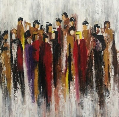 32x32quot; Original Human Silhouettes Acrylic Painting Abstract Art RANDOM PEOPLE $493.00