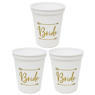 #ad Bridal Bachelorette Party Cups 3 Bride White $17.94