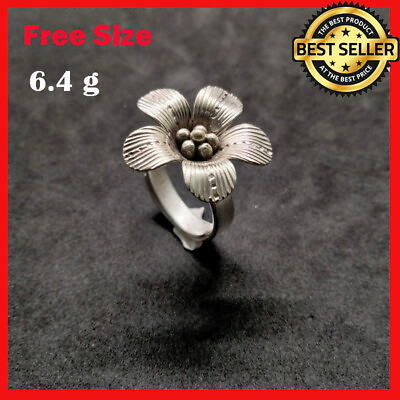 #ad Fine Silver Rings 925 Sterling Adjustable Size Vintage 3D Peregrina Flower $16.56