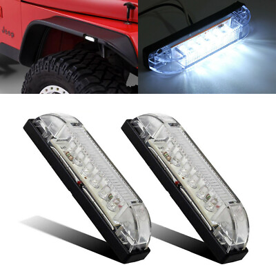 #ad 2x 4quot; 6 LED White Fender Lamp Side Marker Light for Truck Trailer Jeep Wrangler $7.95