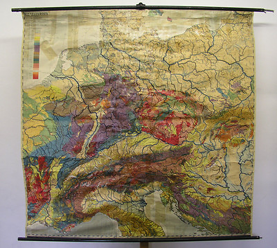#ad School Wall Map Beautiful Old Europakarte Geology 192x188 Vintage Map 1925 $270.53