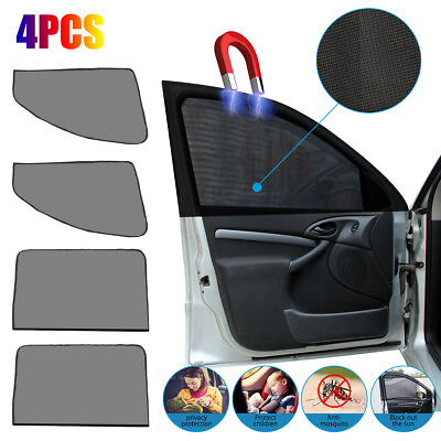 4Pcs Magnetic Car Window Sun Shade Cover Mesh Shield UV Protection Accessories $9.89