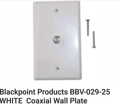 #ad Black Point Products Inc BV 029 WHITE White Coaxial TV Wall Plate $4.00