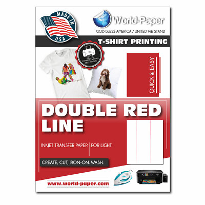 #ad Inkjet Light Transfer Paper Heat Press DIY T shirts Crafts DOUBLE RED LINE $29.99