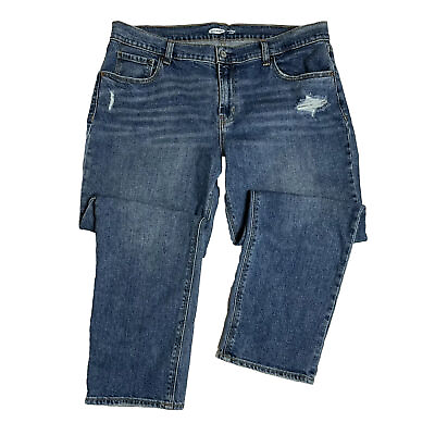 #ad Old Navy Womens Boyfriend Jeans Distressed Mid Rise Medium Wash 5 Pocket 12P $13.99
