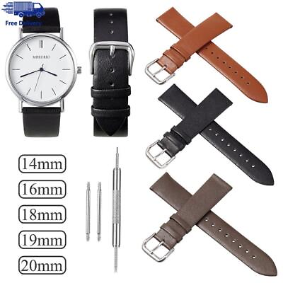 ⭐️️14 20mm Mens Vintage Genuine Soft Leather Watch Strap Replacement Watch Band $10.49