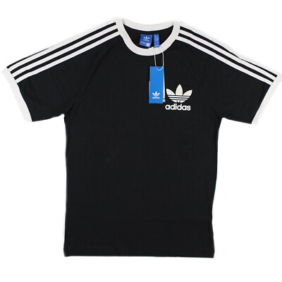 Men#x27;s Adidas Originals Crew Neck CLFN Trefoil T Shirt Balck White AZ8127 $19.99