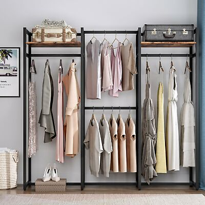 #ad Clothes Rack Heavy Duty Large Garment Rack with Open Shelves and 4 Hanging Rods $182.99