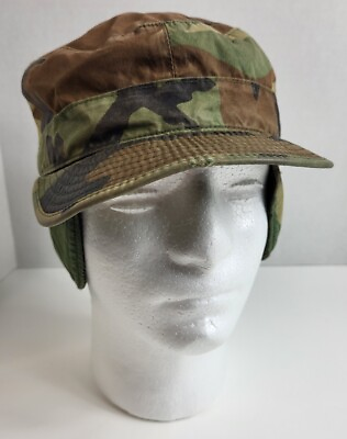 #ad Combat Army Hat Fleece Lined Ear Flaps Military Winter Cap Camo XS 6 ½ $18.99