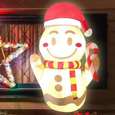 #ad 3.5ft Gingerbread Man Inflatable Blow Up Merry Christmas Decoration LED Lights $21.90