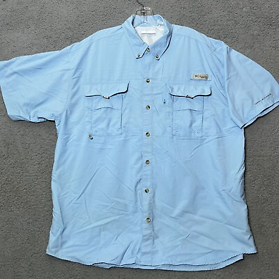 #ad Columbia Omni Shade PFG Fishing Shirt Mens Medium Blue Long Sleeve Vented Boat $11.95