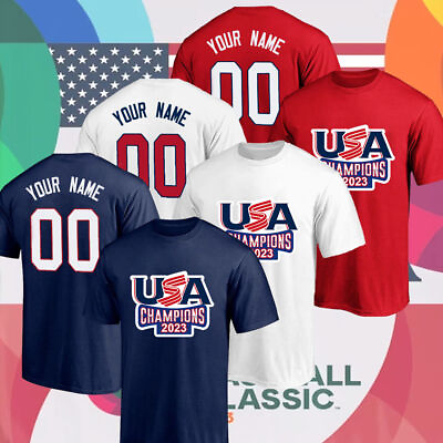 HOT Custom Name Team USA Baseball World Baseball Classic 2023 Champs T Shirt $34.90