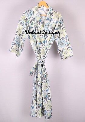 #ad Indian Floral Print Cotton Kaftan Maxi Dress Hippie Boho Caftan Long Kimono $34.00
