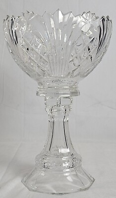 #ad Wellington Crystal Polish Glass Compote Serving Dish 14quot; Pedestal Sawtooth Rim $100.00