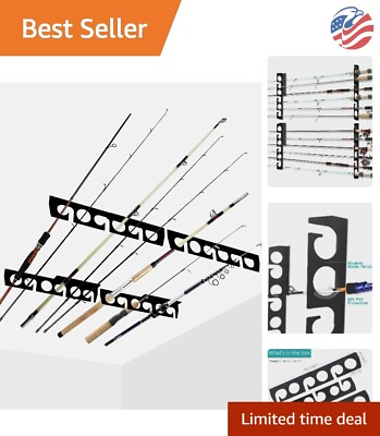 #ad Heavy Duty Fishing Rod Rack: Wall Ceiling Holder Space Saver Holds 12 Rods $28.99