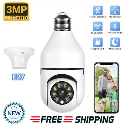 #ad Panorama Light Bulb Security Camera 360 Outdoor 2.4G 5G WiFi 1080P Smart Home $13.99