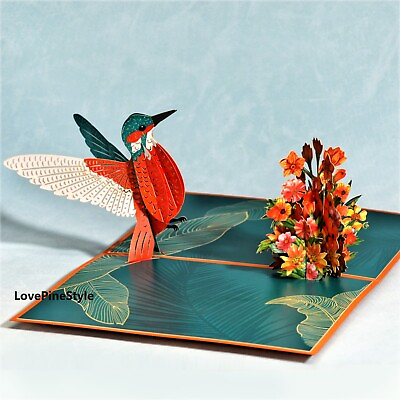 C14 3D Pop Up Hummingbird Bird Greeting Card #ad $5.99