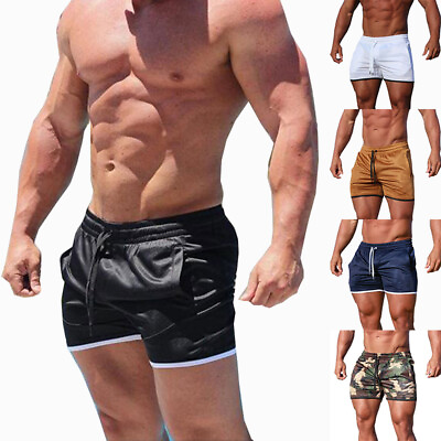 #ad #ad Mens Sports Training Sportswear Shorts Workout Fitness Running Gym Pants Beach $10.72