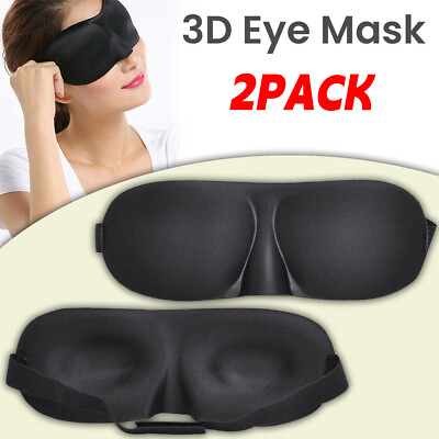 #ad 2Pack 3D Soft Padded Blindfold Blackout Sleeping Eye Mask Sleep Aid Shade Cover $12.47