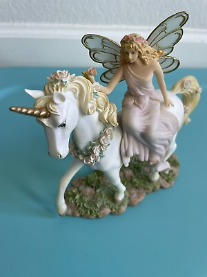 #ad Mythical Pink white Fairy UNICORN Figurine Fantasy Statue Limited Edition Number $48.83