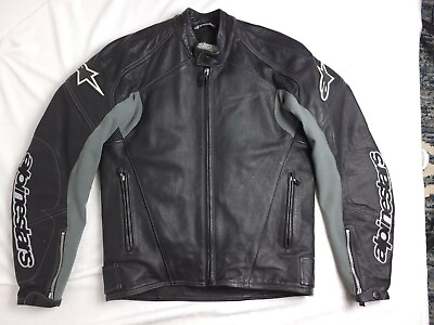 Alpinestars black leather motorcycle jacket Sz US 36 EUR 46 $133.81