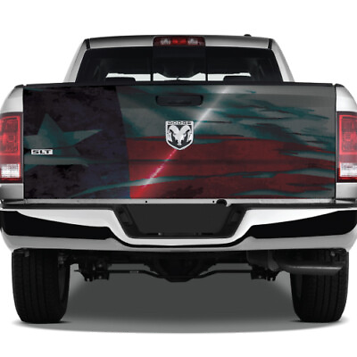#ad Texas Flag Metal Grunge Graphic Wrap Rear Tailgate Vinyl Pickup Truck Decal $72.02