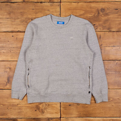 Vintage Adidas Logo Sweatshirt M Trefoil Grey Embroidered Roundneck Pullover #ad GBP 12.90