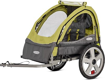 #ad Bike Trailer for Toddlers Kids Single Seat 2 In 1 Canopy Carrier，Green Grey $117.19