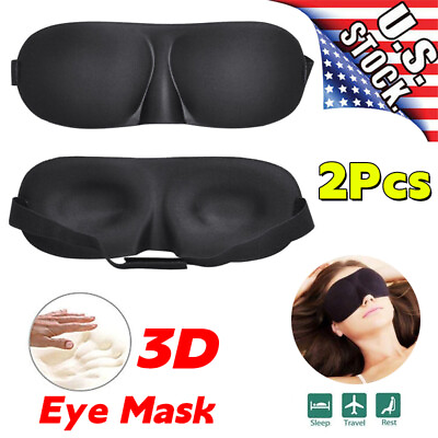#ad 2Pcs 3D Eye Mask Soft Sponge Padded Blindfold Blackout Sleep Aid Shade Eye Mask $12.47