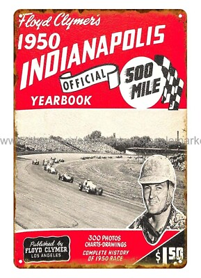 #ad 1950 car race Indianapolis 500 Mile metal tin sign plaque metal garage signs $18.92