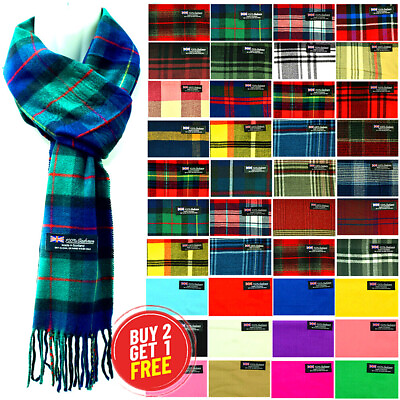 Womens Mens Winter 100% Cashmere Plaid check Scarves Wool Scarf Scotland Made $7.49