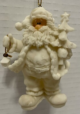 #ad Santa Claus Holding Christmas Tree Ornament amp; Lantern White 3.25” $12.99