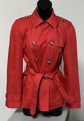 #ad #ad Coach New York Women’s Red Double Breasted Trench Coat Size Medium $122.50