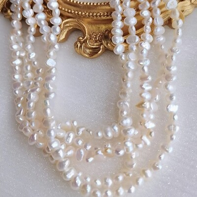 #ad Superb Quality Plated 925 Cultured Baroque Pearl 40cm Necklace Real Pearls GBP 32.29