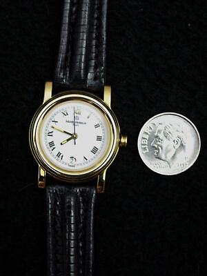 Michel Herbelin Ladys Wrist Watch Gold Leather ETA Swiss 7 Jewel France $295.96