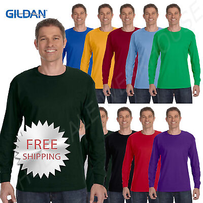 #ad Gildan Mens T Shirt Long Sleeve Heavy Cotton 5.3 oz R G540 $12.99